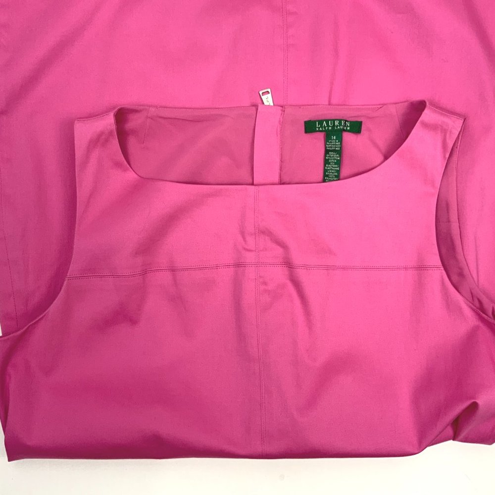 Lauren Ralph Lauren Charlotte Pink Sleeveless Shift Dress Size 14 - Picture 9 of 16